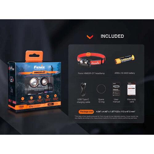 Fenix Linterna Frontal HM65R-DT 1500 Lúmenes 300 Horas USB-C