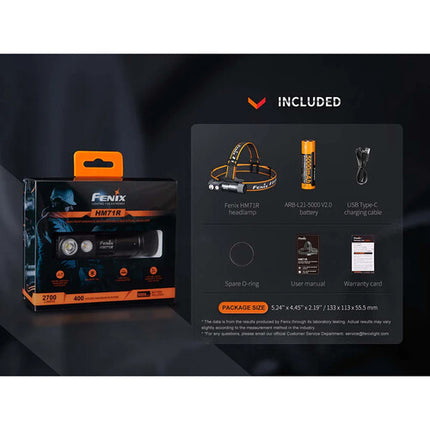 Fenix Linterna Frontal Recargable HM71R 2700 Lúmenes 400 Horas Runtime