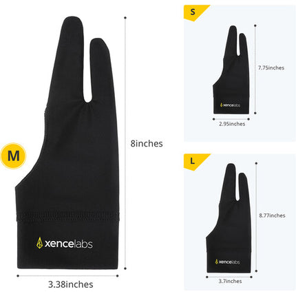 Xencelabs Guante de Dibujo Mediano Negro Reduce Fricción Protege Pantalla