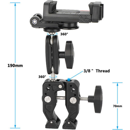 CAMVATE Soporte para Smartphone con Super Clamp y Mini Magic Arm 2.5 pulgadas 360°