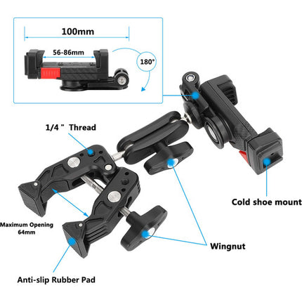 CAMVATE Soporte para Smartphone con Super Clamp y Mini Magic Arm 2.5 pulgadas 360°