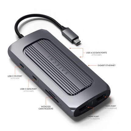 Satechi USB-C Multiport MX Adaptador con 2 HDMI 100W Power Delivery