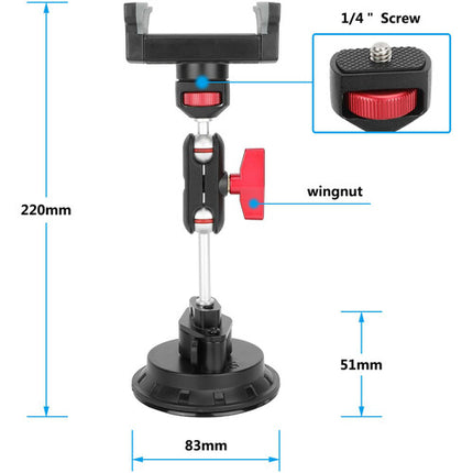 CAMVATE Soporte para Smartphone con Ventosa Dual y Rotación 360° 2.3-3.6"