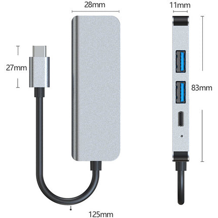 Adaptador Multipuerto USB-C 4 en 1 CAMVATE Plata HDMI 4K 30Hz 87W PD