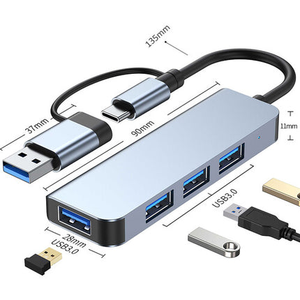 CAMVATE Hub USB-A 4 Puertos USB 3.0 Aluminio Indicador LED