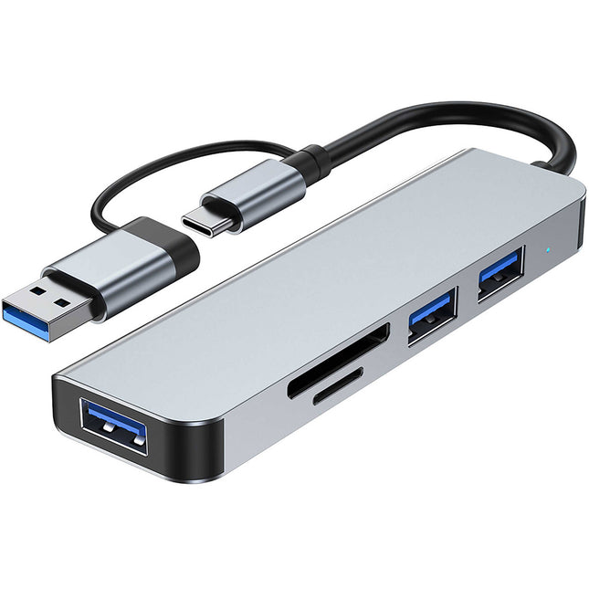 CAMVATE Docking Station 5 en 1 Adaptador Multipuerto Plata USB 3.2 Gen 1 SD microSD