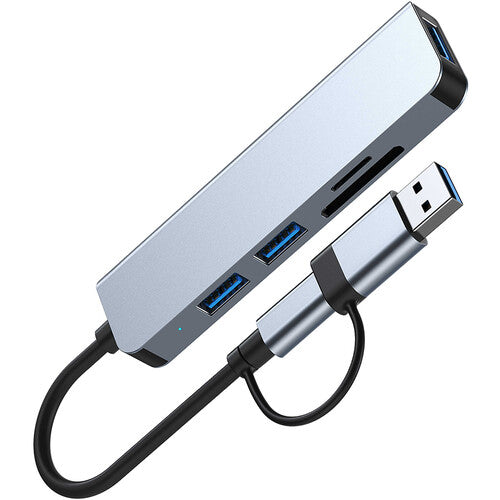 CAMVATE Docking Station 5 en 1 Adaptador Multipuerto Plata USB 3.2 Gen 1 SD microSD