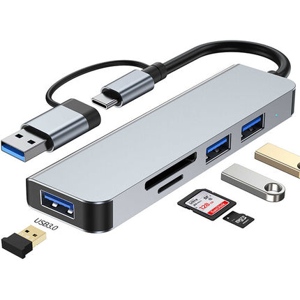 CAMVATE Docking Station 5 en 1 Adaptador Multipuerto Plata USB 3.2 Gen 1 SD microSD