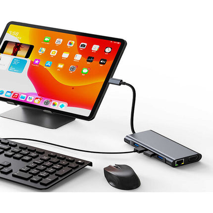 CAMVATE adaptador multipuerto USB-C 11 en 1 plata 100W PD HDMI VGA
