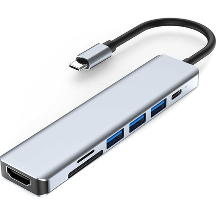 CAMVATE Adaptador USB-C 7 en 1 Plata HDMI 4K 87W USB Power Delivery