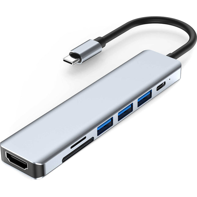 CAMVATE Adaptador USB-C 7 en 1 Plata HDMI 4K 87W USB Power Delivery