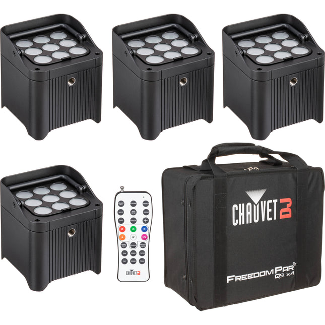 CHAUVET DJ Freedom Par Q9 X4 Kit LED PAR RGBA inalámbrico 9x6W 12H batería con bolsa control cargador