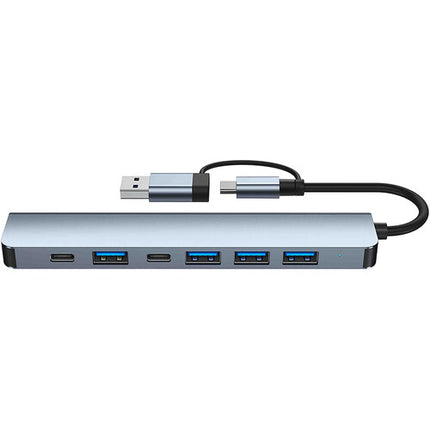 CAMVATE Adaptador Multipuerto USB-C 7 en 1 Plata USB 3.2 Gen 1 USB 2.0 y Power Delivery 5W