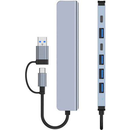 CAMVATE Adaptador Multipuerto USB-C 7 en 1 Plata USB 3.2 Gen 1 USB 2.0 y Power Delivery 5W