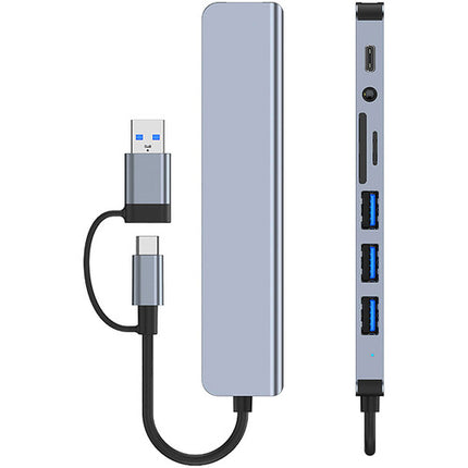 CAMVATE Estación de Acoplamiento USB 8 en 1 Plata con 3 Puerto USB-A y Ranuras SD