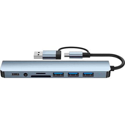 CAMVATE Estación de Acoplamiento USB 8 en 1 Plata con 3 Puerto USB-A y Ranuras SD