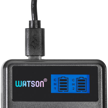 Watson Mini Duo Cargador USB-C para Baterías Sony NP-BX1 con Pantalla LCD y Adaptador AC