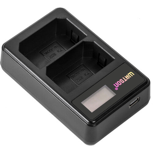 Watson Mini Duo Cargador USB-C para baterías Sony NP-FZ100 con pantalla LCD y adaptador AC