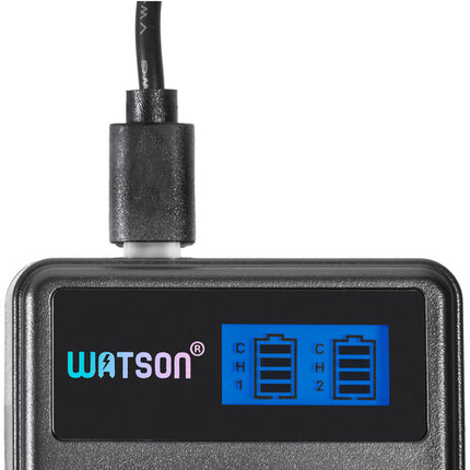 Watson Mini Duo Cargador USB-C para baterías Sony NP-FZ100 con pantalla LCD y adaptador AC