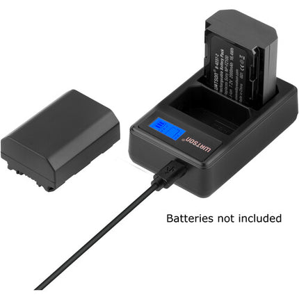 Watson Mini Duo Cargador USB-C para baterías Sony NP-FZ100 con pantalla LCD y adaptador AC