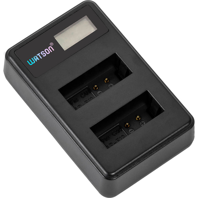 Watson Mini Duo Cargador USB-C para baterías Canon LP-E12 con pantalla LCD y adaptador AC