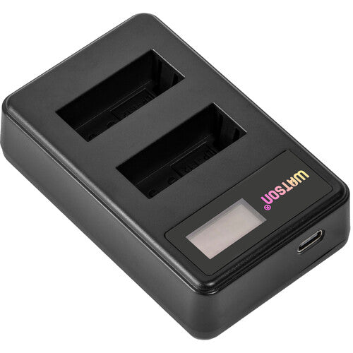 Watson Mini Duo Cargador USB-C para baterías Canon LP-E12 con pantalla LCD y adaptador AC