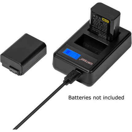 Watson Mini Duo Cargador USB-C para Baterías Sony NP-FW50 con Pantalla LCD y Adaptador AC