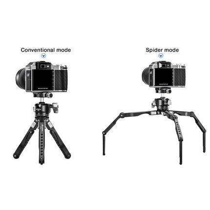 Leofoto Spider MT-04 trípode mini de aluminio con cabeza esférica LH-30 capacidad 11 lb altura 4.7 a 14.6"
