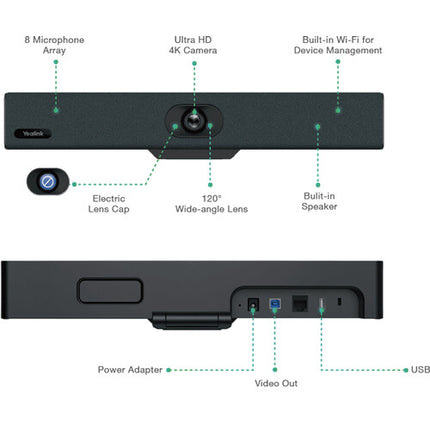 Yealink UVC34 Barra de Video USB Todo en Uno UHD 4K 120° Zoom 5x