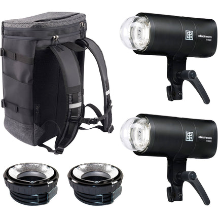 Elinchrom THREE Kit Doble Flash Portátil 261Ws Batería Interna 525 Descargas