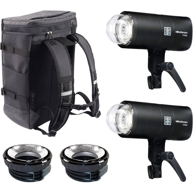 Elinchrom THREE Kit Doble Flash Portátil 261Ws Batería Interna 525 Descargas