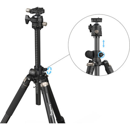 SmallRig CT200 Trípode de Aluminio con Columna Lateral Capacidad 10 kg Altura 26 a 185 cm y Cabeza Esférica con Placa de Liberación rápida