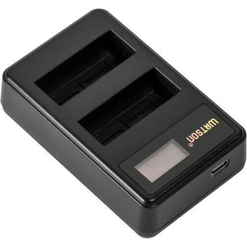 Watson Mini Duo Cargador USB-C para Baterías Nikon EN-EL14 con Pantalla LCD y Adaptador de Corriente