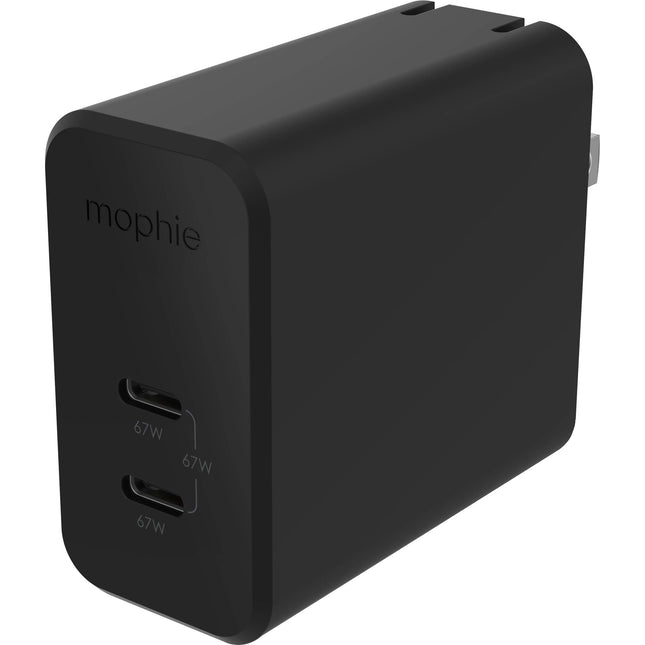 mophie Speedport Cargador de Pared USB-C 67W GaN 2 Puertos Plegable