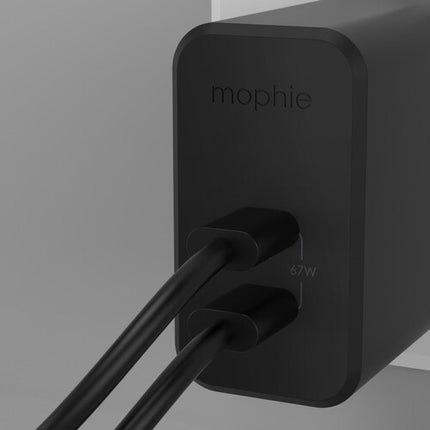 mophie Speedport Cargador de Pared USB-C 67W GaN 2 Puertos Plegable