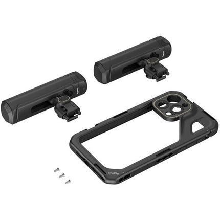 SmallRig Mobile Video Cage con doble mango para iPhone 15 Pro Max con monturas múltiples y asa inalámbrica