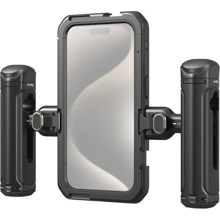 SmallRig Mobile Video Cage Kit para iPhone 15 Pro con doble asa y soporte M-Mount