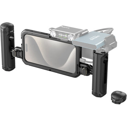 SmallRig Mobile Video Cage Kit para iPhone 15 Pro con doble asa y soporte M-Mount