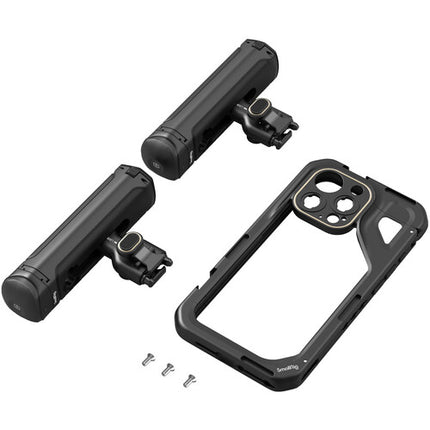 SmallRig Mobile Video Cage Kit para iPhone 15 Pro con doble asa y soporte M-Mount