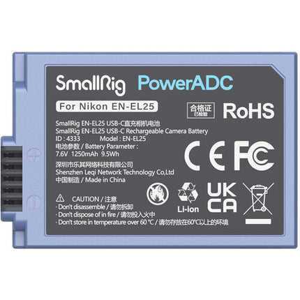 SmallRig NP-EL25 Batería USB-C 1250mAh para Cámaras Nikon Z30 Z50 Zfc Azul