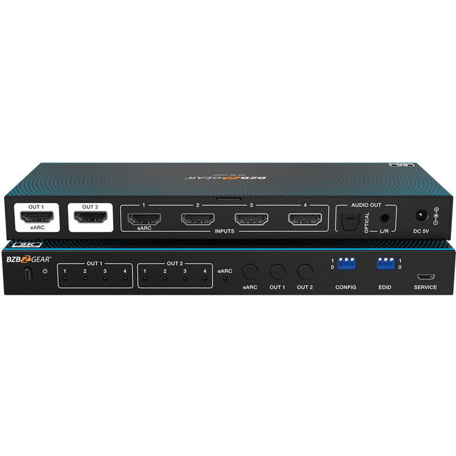 BZBGEAR 4x2 8K60 HDMI 2.1 Matriz Switcher 40 Gb/s Audio óptico