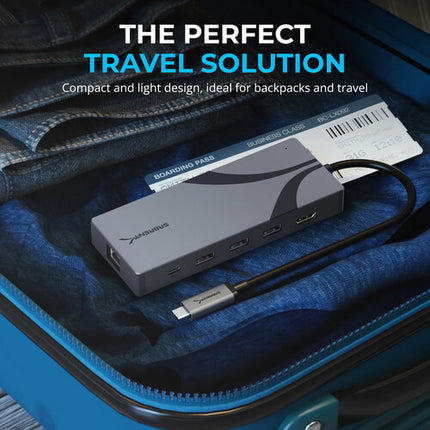Sabrent USB-C Hub con 6 Puertos y Ranura M.2 SSD 4K 60Hz y 90W PD