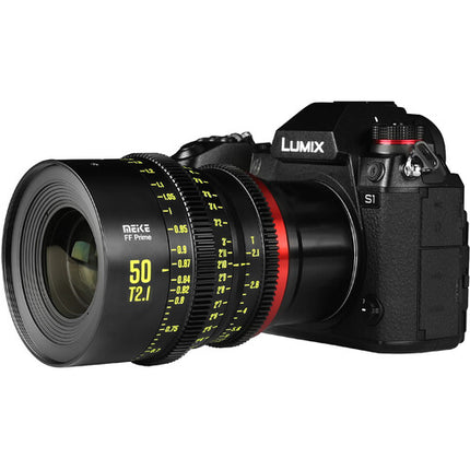 Meike 50mm T2.1 FF-Prime lentes cine con 23.6" enfoque mínimo y 330° rotación L Mount