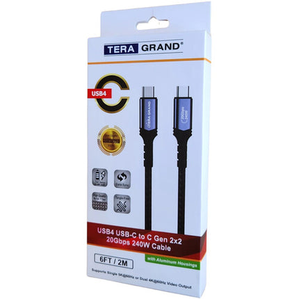 Tera Grand Cable USB4 Gen 2x2 USB-C 6' 20 Gb/s 240W 5K 60Hz
