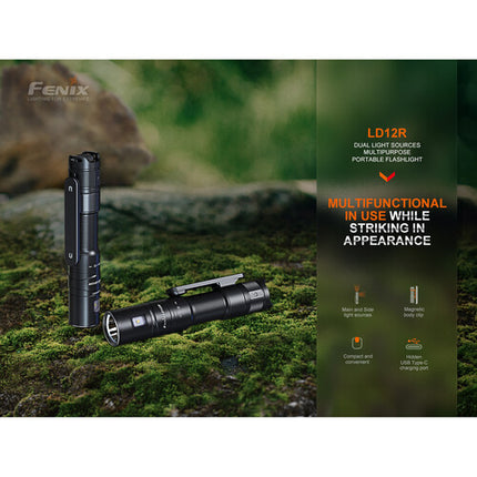 Fenix Linterna LD12R Recargable LED 600 Lúmenes IP68 Resistente Impactos