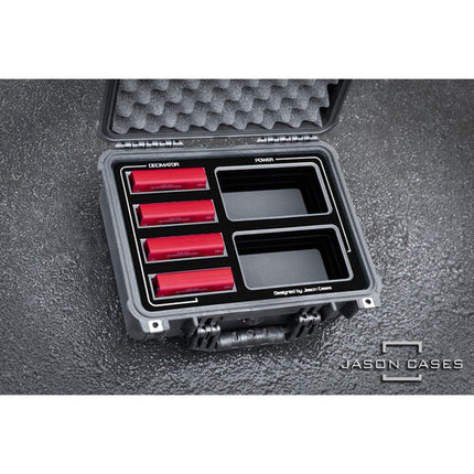 Jason Cases Estuche Sólido para Mini Convertidores Decimator Diseño Pelican 1450 con Espuma Cortada y Capacidad para 4 Unidades