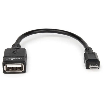 Rocstor Adaptador Micro-USB Macho a USB-A Hembra 6 Pulgadas Negro
