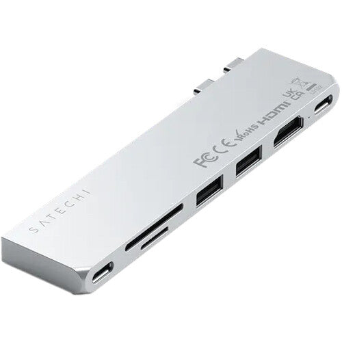 Satechi Pro Hub Slim Silver Hub USB-C con HDMI 4K 60Hz y 100W carga