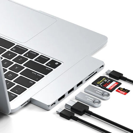 Satechi Pro Hub Slim Silver Hub USB-C con HDMI 4K 60Hz y 100W carga