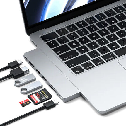 Satechi Pro Hub Slim Silver Hub USB-C con HDMI 4K 60Hz y 100W carga